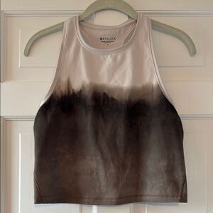 Athleta Women's Tank Top T Back Size Small Gray Brown Tie Dye Cropped